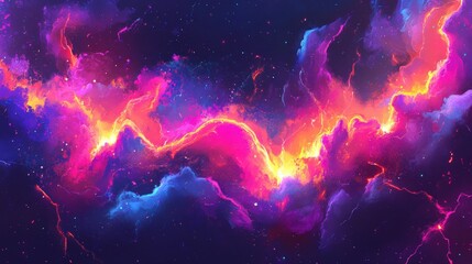 Obraz premium Vibrant cosmic landscape showcasing swirling clouds of pink, orange, and purple hues in space