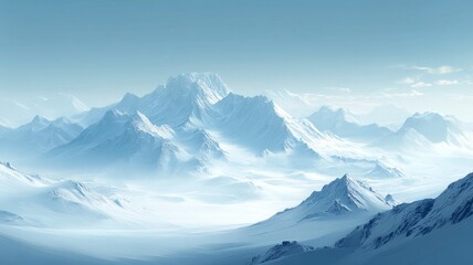 Obraz premium Serene Snow-Covered Mountain Range in Winter