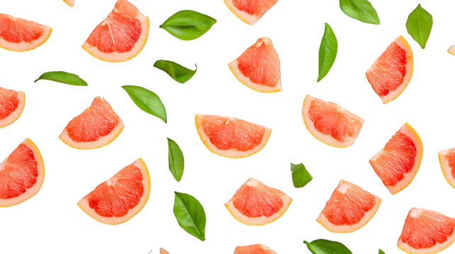 watercolor seamless pattern with grapefruit and leaves on a transparent background, PNG image, PNG file, Generative art. - Powered by Adobe