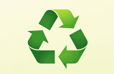 Obraz premium Recycling sign green on a light beige background