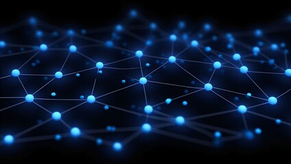 Futuristic blue digital network background with glowing connection points perfect for technology cyberspace AI blockchain and data visualization.