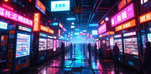 Fototapeta premium anime wallpaper cyberpunk environment illustration background