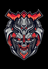 Cyber Skull: A menacing cyber skull illustration with intricate details, bold colors, and a futuristic design, evoking a sense of power and technological advancement.