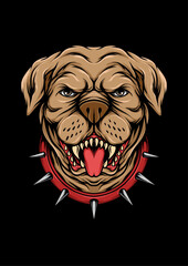 Fierce Protector: An illustration of a determined, muscular dog with a menacing stare and a spiked collar.