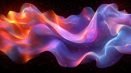 Obraz premium Cosmic Nebula: Abstract Purple & Orange Waves