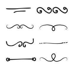 set of abstract shapes design elements,line elements,Set of black hand drawn