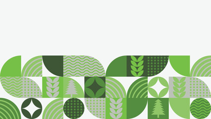Green Bauhaus Geometric Background. Green Background With Environmental Theme