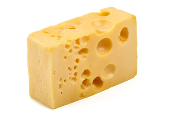 Swiss Cheese with Holes Isolated on White Background.