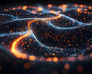 Glowing Quantum Pathways Transitioning Between Realities Symbolizing Superposition and Entanglement