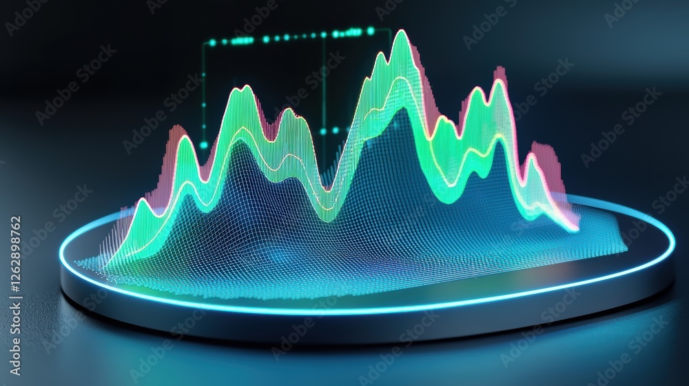 Poster vibrant data visualization showcasing dynamic graphs and charts in a futuristic setting for analytic
