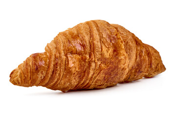Freshly baked croissant, isolated on white background.
