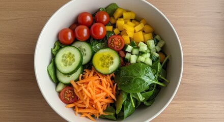 Fresh Salad Bowl with Vegetables and Greens for Healthy Eating