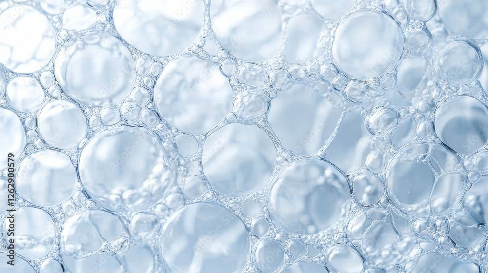 Poster close-up view of delicate bubbles in soft light, creating a soothing, abstract background with trans