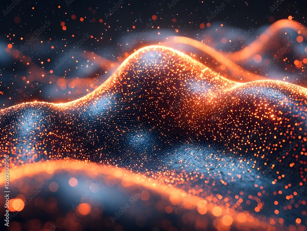 Poster glowing quantum probabilities collapsing into vibrant definite states within a high tech lab visuali