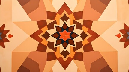 Colorful abstract Moroccan geometric design. Soft dreamy atmosphere, natural earth tones, vibrant hues, bold shapes, dynamic composition, browns, beiges, muted colors,