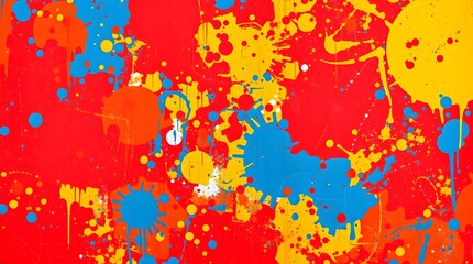 Abstract grunge texture ,splattered paint in vivid warm colors, layered over distressed surfaces for dynamic designs