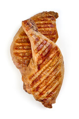 Roasted chicken quarters, isolated on white background.