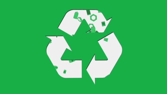 recycling icon recycle concept. waste sorting and reuse plastic glass paper ecology backgrounds 4K