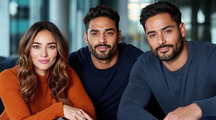 Fototapeta premium Cinematic and Dramatic Portrait of a Fashionable Indian Couple Posing in Moody Atmospheric Lighting for a Lifestyle or Concept Driven Photo