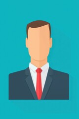 Minimalist portrait of a businessman in a suit with a red tie, representing professionalism and corporate identity.