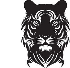 Bold tiger head graphic design, perfect for logos or branding.