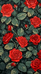 Retro colorful rose set texture pattern illustration poster background