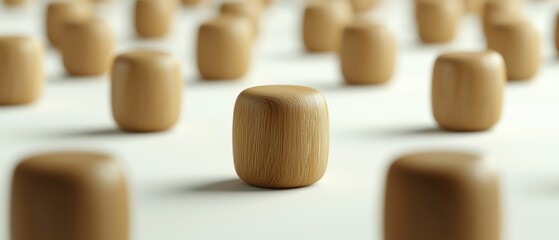 Fototapeta premium Minimalistic wooden cubes arranged in a captivating pattern, highlighting natural textures and shapes.