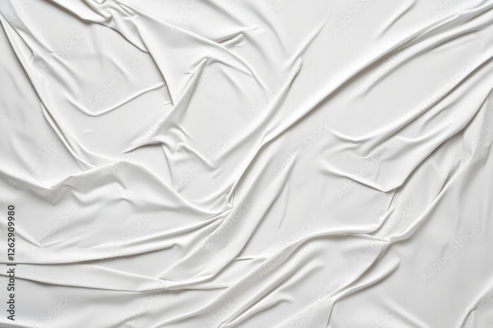 Poster Close-up view of a white plastic surface with creases forming abstract patterns. The texture adds depth and interest to the minimalist design