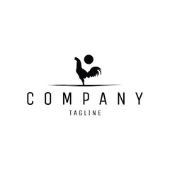 Naklejka premium chicken logo with moon combination. side view with beautiful night. best for logo, badge, emblem, icon, sticker design. available in eps 10
