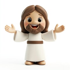 A detailed illustration of Jesus Christ with a pure white background, emphasizing his divine presence, love, and serenity.

