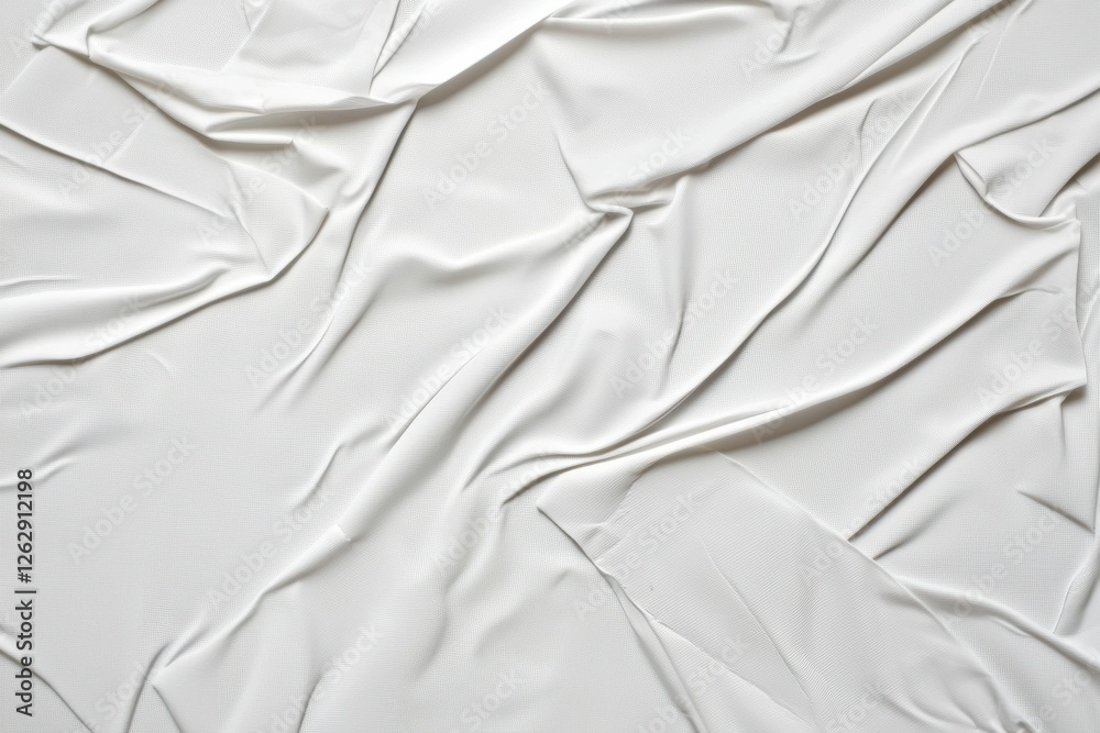 Poster white plastic material showcasing intricate creases, captured from a top view in a studio setting. i