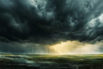 Obraz premium Stormy sea with dark clouds and waves 