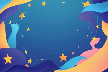 Abstract painting with EU symbols on a blue background