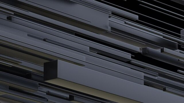 A broadcast news background featuring dark graphite bars sliding gently back and forth in a seamless loop.

