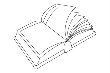 Book Continuous One line art of isolated outline vector drawing illustration 