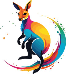Colorful Kangaroo vector design, Kangaroo logo and icon Design, Kangaroo Illustration vector design
