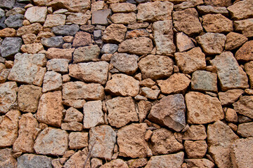 Natürliche Steinmauer mit rustikaler Struktur.
Detailaufnahme einer rustikalen Steinmauer mit natürlicher Struktur. Die unregelmäßig geformten Steine erzeugen ein authentisches, organisches Muster. 