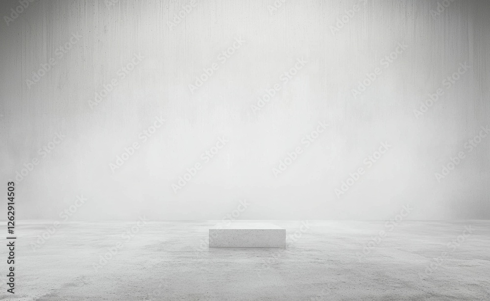 Poster Empty white background featuring a concrete floor, subtle fog, and ample space for product presentation or design mock-up in a studio setting