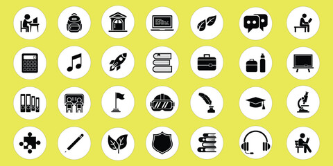 Education and Learning vector silhouette icon set