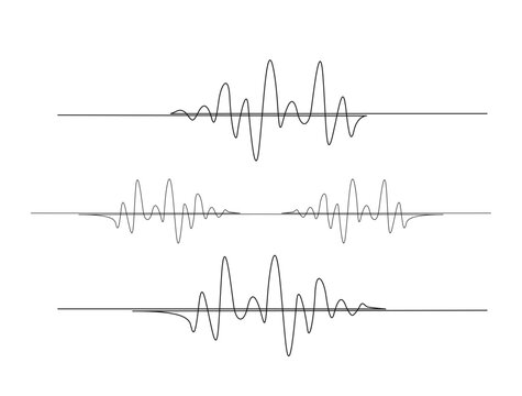 Continuous one line drawing of aduio waves. Signal wave in single line draw illustration. Editable stroke.