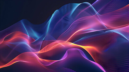 Obraz premium Vibrant abstract waves of color flowing through a dark space, creating a dynamic visual experience