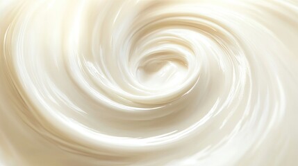 A swirl of white beauty cream stain in the center of the frame, isolated on a soft background with natural light.