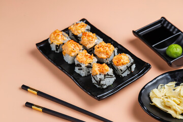 fFesh sushi set traditional japanese food