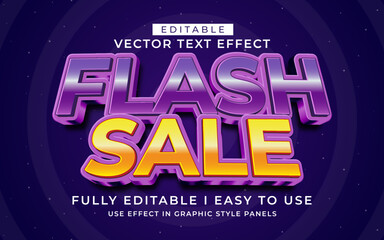 3d editable flash sale text effect typography style template