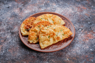 Traditional Russian deep fried meat pies - chebureki.