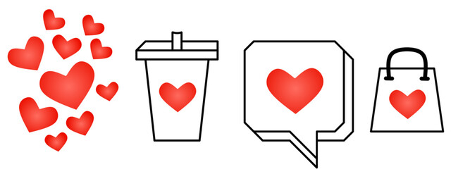 sweet love icon sheet vector simple design element/ Valentine element vector