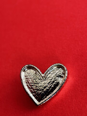 Golden Heart on Red Background, love symbol, romantic theme