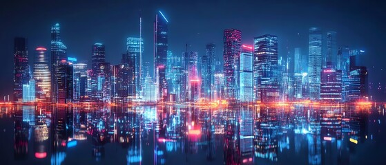 Fototapeta premium cyberpunk futuristic city, robot technology, artificial intelligence design, digital cyborgs, advanced machine civilization, technological metropolis future