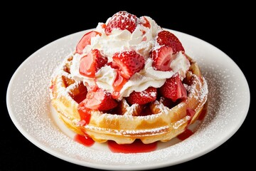Strawberry Waffle Dessert on Plate