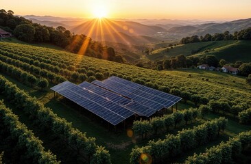 Solar farm for the production of environmentally friendly energy for growing vegetables and fruits
